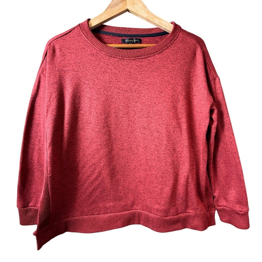 Donna Karan Sleepwear Women's‎ Red Marled Knit Crewneck Sweatshirt Size S